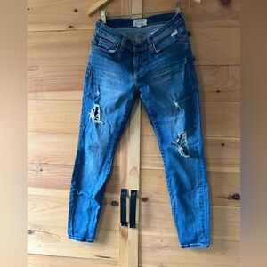 CURRENT/ELLIOT HIGH WAIST DISTRESSED STILETTO NIAGRA SKINNY JEANS NIAGRA DESTROY